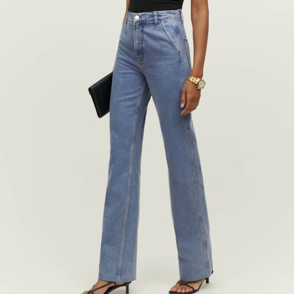 Reformation Denim - Reformation -  New! Brynn High Rise Wide Leg Trouser Jeans.